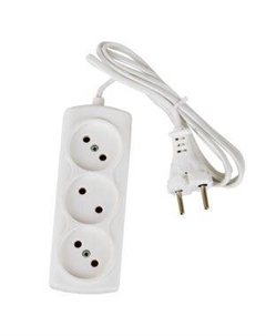 Удлинитель сетевой, 3 гнезда, 1,5 м, без заземления Россоловск