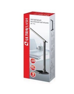 Лампа настольная LED*11Вт Ultraflash UF-716 C02 черный 6000К, 3ур.яркости, сенсор Litarc lig