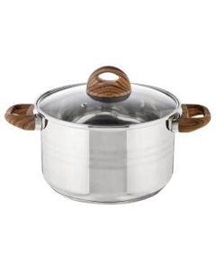 Кастрюля Mallony Foresta, 5 л, нерж. сталь, стекло с ручками под дерево soft-touch Shenzhen 6