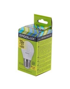 Лампа светодиодная ERGOLUX LED, 7Вт, E27, 3000K, 172-265В, шар Litarc lig