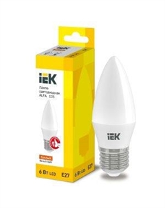 Лампа светодиодная Alfa, Е27, 6 Вт, 3000К, 230 В, свеча Iek