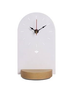 Часы настольные Рубин, 14х25 см, без цифр, металл и дерево, открытая стрелка, белый Кургинян м