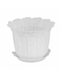 Кашпо-горшок Laura с поддоном, 20 см, 3 л, мрамор, пластик Брашинг оо