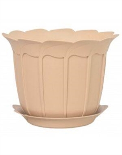 Кашпо-горшок Laura с поддоном, 20 см, 3 л, терракот, пластик Брашинг оо