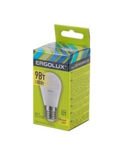 Лампа светодиодная ERGOLUX LED, 9Вт, E27, 3000K, 172-265В, шар Litarc lig