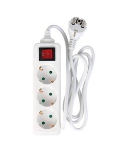 Удлинитель Volsten, 3 гнезда, 1.5 м, с выключателем, 10 А, 2200 Вт, с заземлением Litarc li1