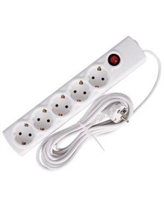 Удлинитель сетевой, 5 гнезд, 5м, с заземлением с выключателем Россоловск