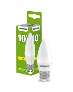 Лампа светодиодная Generica, E27, 10 Вт, 3000К, 230 В, C35, свеча Iek