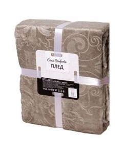 Плед Casa Conforte Королевский Вензель, 220х240 см, микрофибра, полиэстер, темный беж Тайпит тд