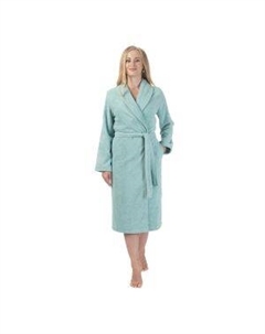 Халат махровый женский CLEANELLY Юнионе, размер: 52, гладкокрашеный, голубой, 400г/м2, 100%хл. Донецкая 1