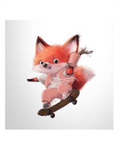 Картина на холсте PosterMarket Лисенок на скейте, 40х40 см Тд постерм