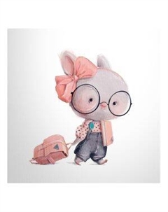 Картина на холсте PosterMarket Зайка в очках, девочка, 40х40 см Тд постерм