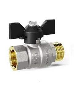 Кран шаровой латунный никелированный 3/4, ВР/НР бабочка Ld pride