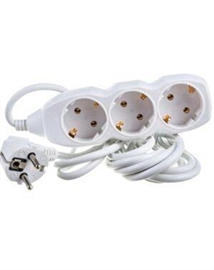 Удлинитель сетевой, 3 гнезда, заземление, 16 А, 5 м Космос