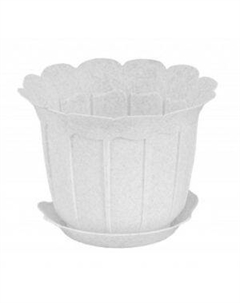 Кашпо-горшок Laura с поддоном, 28 см, 6 л, мрамор, пластик Брашинг оо