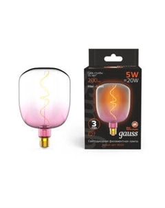Лампа светодиодная Gauss Filament, Е27, 5 Вт, 1800К, 200 Лм, pink-clear flexible Leedarson1