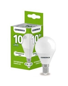 Лампа светодиодная Generica, G45, E14, 10 Вт, 230 В, 4000К, шар Iek