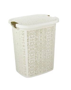 Корзина для белья Idea Бязь, пластик, белый, 30 л М-пластика