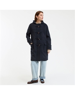 Пальто дафлкот средней длины с капюшоном синий La redoute collections