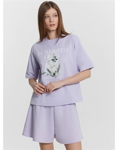 Футболка женская лавандовая с принтом и надписью Mark formelle