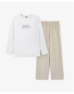 Пижама из меланжевого трикотажа для девочки Gulliver