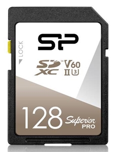 Карта памяти SDXC 128GB SP128GBSDXJV6V10 Class 10 UHS-II U3 V60 280/170 MB/s Silicon power