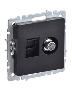 Розетка телевизионная/ компьютерная Brite РТВ-РК12-БрЧ встраиваемая черная (BR-AK20-1-K02) Iek