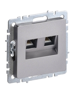 Розетка телефонная/компьютерная Brite РК-Т12-БрС встраиваемая сталь (BR-KT20-O-1-K46) Iek
