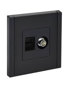 Розетка телевизионная/ компьютерная Forte&Piano FP136 встраиваемая черная TV/ RJ45 (FP-AK20-1-K02) Iek