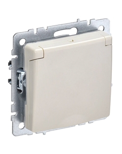 Розетка Brite РСбш10-3-44-БрКр встраиваемая бежевая со шторками с крышкой (BR-R16-16-44-K10) Iek