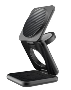 Беспроводное зарядное устройство Warrior 15W 3 в 1 для iPhone/Apple Watch/AirPods (Wi-W035) (черный) Wiwu