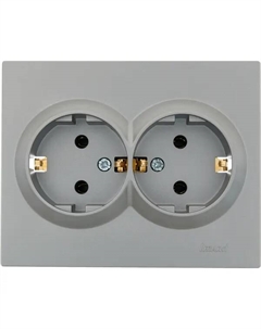 Розетка двойная встраиваемая Vesna 742-3500-127B с заземлением цвет платина Lezard