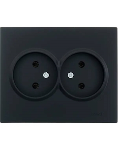 Розетка двойная встраиваемая Vesna 742-4200-128B без заземления цвет черный Lezard