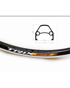 Обод велосипедный 27,5", алюминиевый, двойной, 36H, 584х19,4/25х21,4мм, A/V, черный, YKL-D23 27.5"black Trix