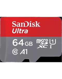 Карта памяти MicroSDHC Ultra 64Gb Class 10 Красно-серая Sandisk