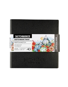 Скетчбук Sketch&Write, 2 в 1, мягкая обл. черная, 12х12 см 40 л 140 г, бум. белая / 12х Sketchmarker