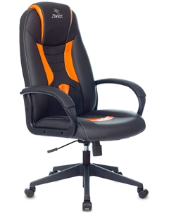 Кресло игровое 8, черный/оранжевый, эко.кожа, крестов. пластик Zombie