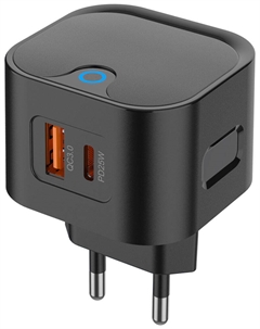 Зарядное устройство Pero TC21, USB-A + USB-C PD, 25W, черный (ТС21B) Péro