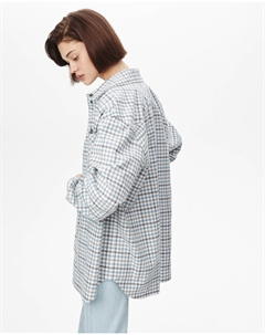 Рубашка в мелкую клетку голубого цвета 2mood