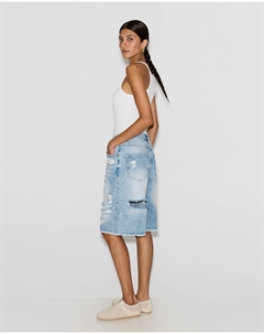 Бермуды из денима с потертостями голубого цвета 2mood