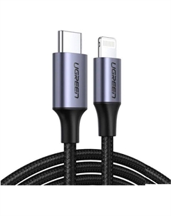 Кабель интерфейсный UGREEN 60759 USB-C to Lightning M/M aluminum shell, 1 м, черный Ugreen