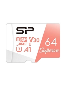 Карта памяти 64GB SP064GBSTXDV3V20 Superior A1 Class 10 UHS-I U3 100/80 Mb/s Silicon power