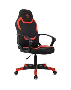 Кресло игровое 100, на колесиках, ткань/экокожа, черный/красный Zombie