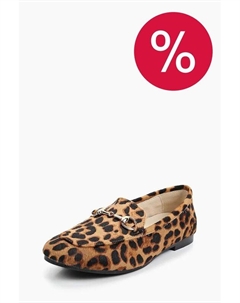 Лоферы кожаные с пряжкой и принтом Abricot