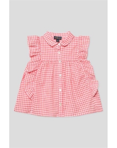 Рубашка хлопковая с отделкой из оборок в клетку Ovs