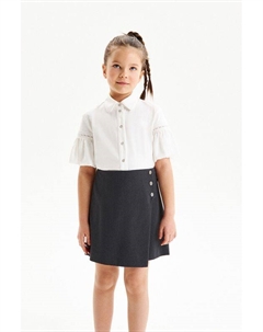 Блузка трикотажная с рукавами из сатина Silver spoon