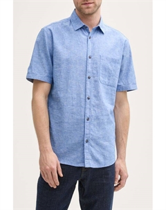 Рубашка из хлопка и льна с коротким рукавом Tom tailor