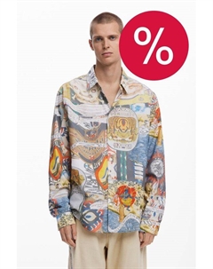 Рубашка хлопковая с принтом Desigual