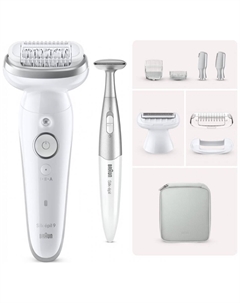Эпилятор S9 SES 9-241 Silver SmartTouch (5380), с бритвенной насадкой триммером косметичкой Braun