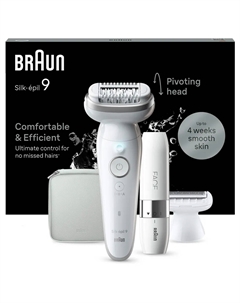 Эпилятор S9 Silver SmartTouch, с FS1000, с косметичкой, белый/серебристый (SES 9-341) Braun